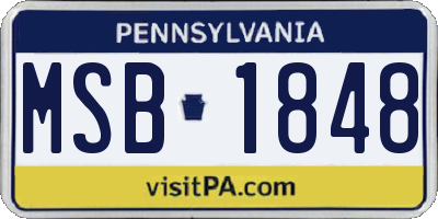 PA license plate MSB1848