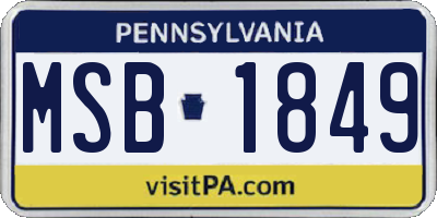 PA license plate MSB1849