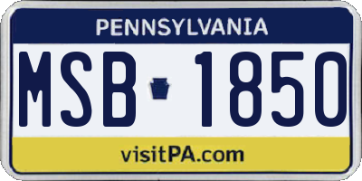 PA license plate MSB1850