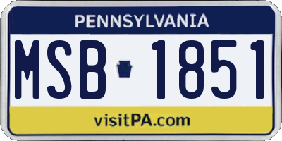 PA license plate MSB1851