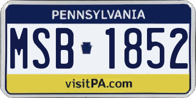 PA license plate MSB1852