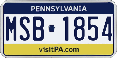PA license plate MSB1854