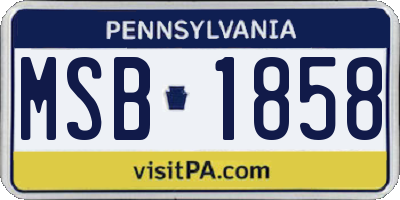 PA license plate MSB1858