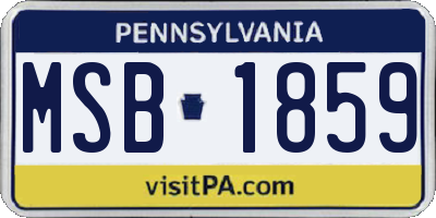 PA license plate MSB1859
