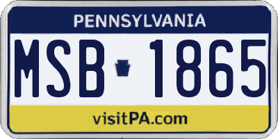 PA license plate MSB1865