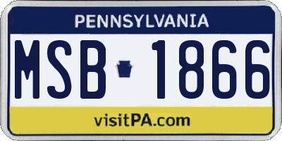 PA license plate MSB1866