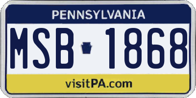 PA license plate MSB1868