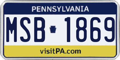 PA license plate MSB1869