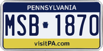 PA license plate MSB1870