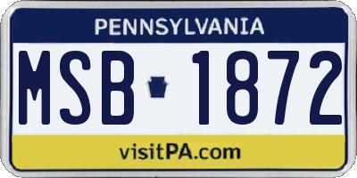 PA license plate MSB1872