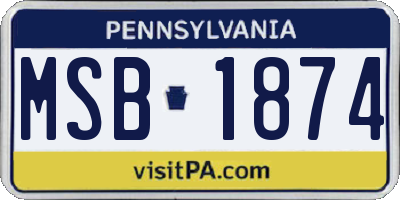 PA license plate MSB1874