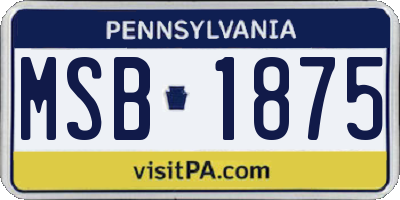 PA license plate MSB1875