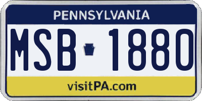 PA license plate MSB1880