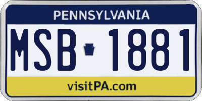 PA license plate MSB1881
