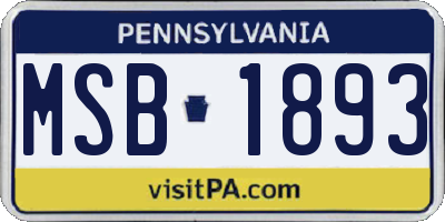 PA license plate MSB1893