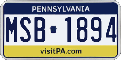 PA license plate MSB1894