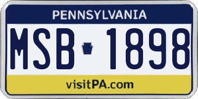 PA license plate MSB1898