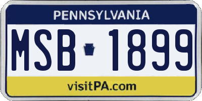 PA license plate MSB1899