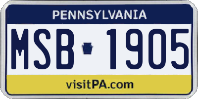 PA license plate MSB1905