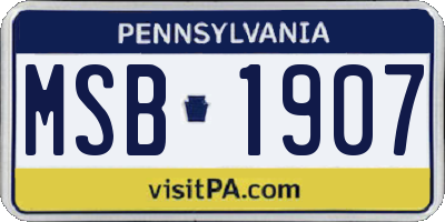 PA license plate MSB1907