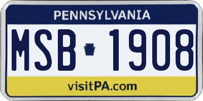 PA license plate MSB1908