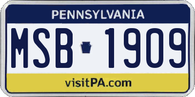 PA license plate MSB1909