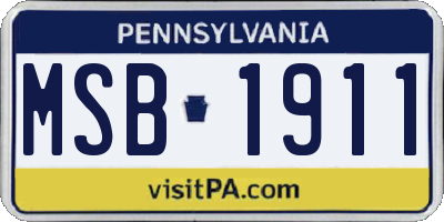 PA license plate MSB1911