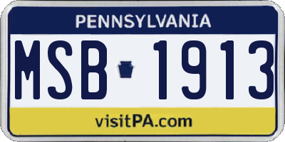 PA license plate MSB1913
