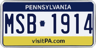 PA license plate MSB1914