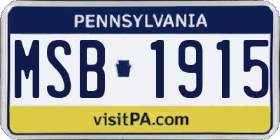 PA license plate MSB1915