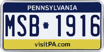 PA license plate MSB1916