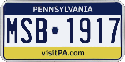 PA license plate MSB1917