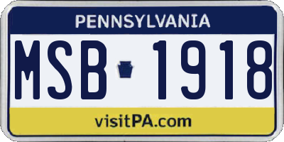 PA license plate MSB1918