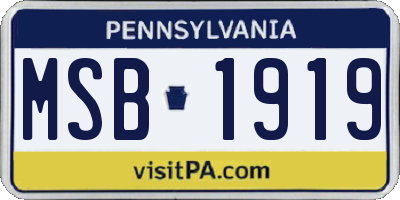 PA license plate MSB1919