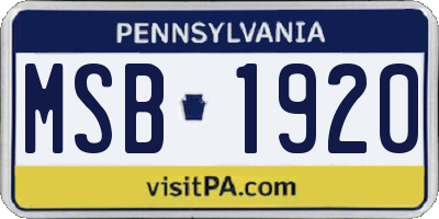 PA license plate MSB1920