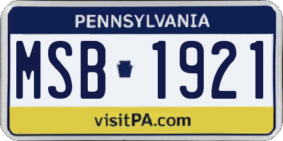 PA license plate MSB1921