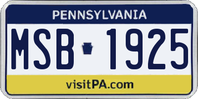 PA license plate MSB1925