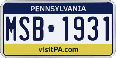 PA license plate MSB1931