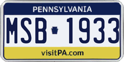 PA license plate MSB1933