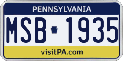 PA license plate MSB1935