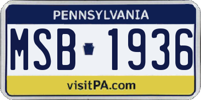 PA license plate MSB1936