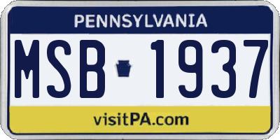 PA license plate MSB1937