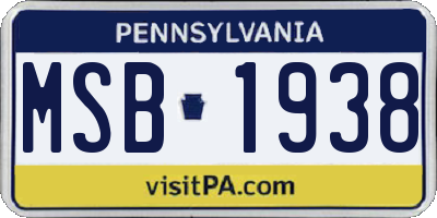 PA license plate MSB1938