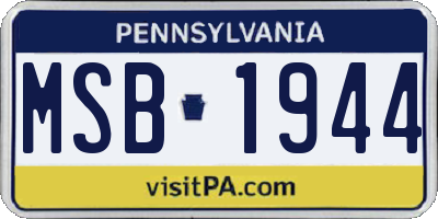 PA license plate MSB1944