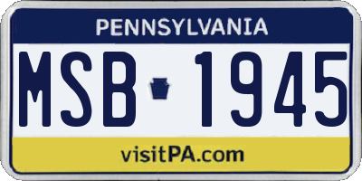 PA license plate MSB1945