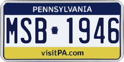 PA license plate MSB1946