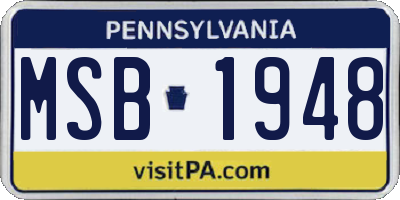 PA license plate MSB1948