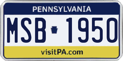 PA license plate MSB1950