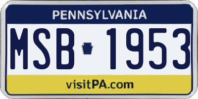 PA license plate MSB1953
