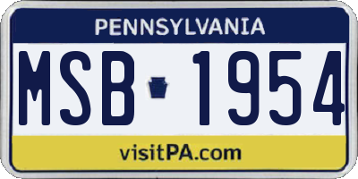 PA license plate MSB1954